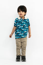 All Over Printed Boy's Polo Shirt